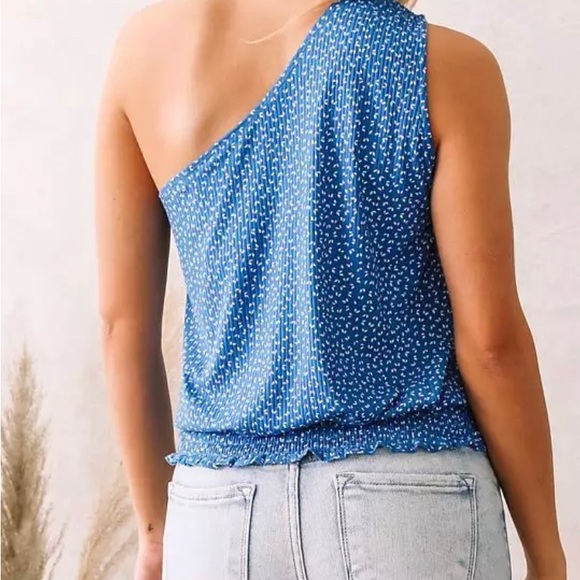 Willow & Root One Shoulder Ribbed Floral Tank Top Medium - Picture 2 of 8